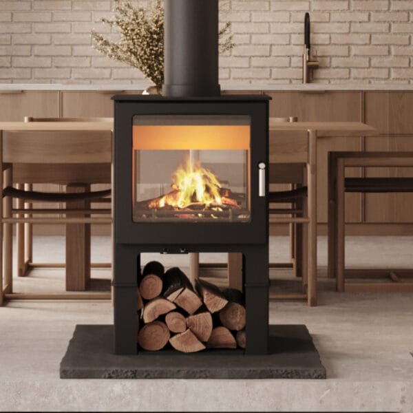 Mendip woodland double sided stove with logstore