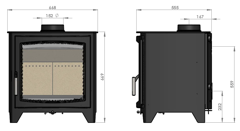 aspect 14 eco wood burning stove dimensions