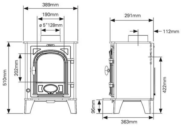 Stovax Stockton 3 Dimensions