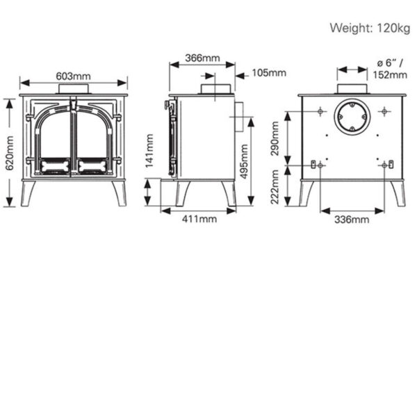 stovax stockton 8 woodburning only dimensions