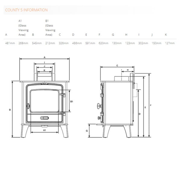 stovax county 5 dimensions