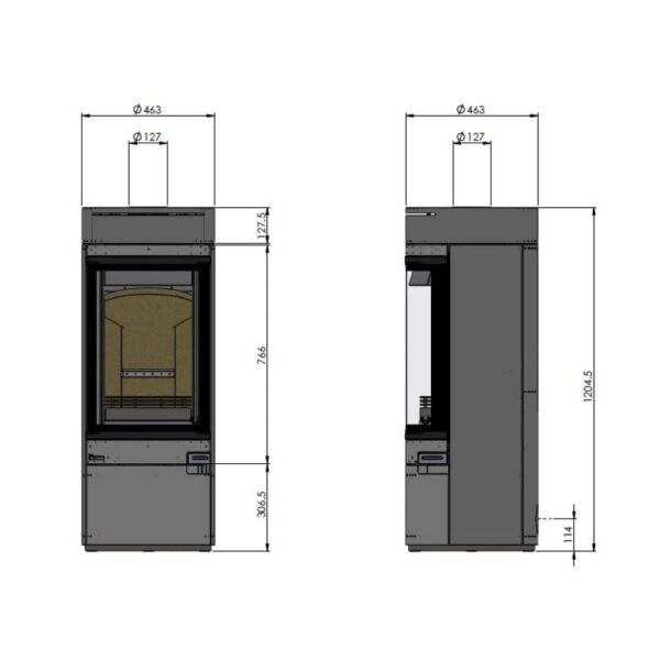 hunter halo radial wood burning stove dimensions